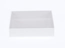 10 Pack of White Card Box - Clear Slide On Lid - 30 x 20 x 8cm -  Large Beauty Product Gift Giving Hamper Tray Merch Fashion Cake Sweets Xmas