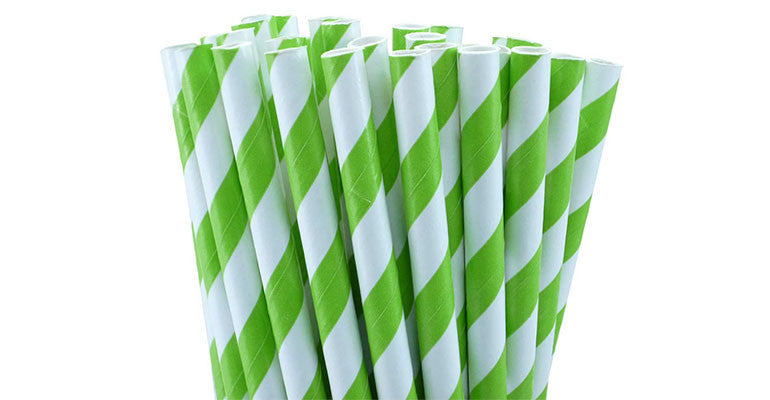 200 Pack Green White Drinking Straws Biodegradable Eco Paper Birthday Party Event Bistro Bar Cafe Take Away