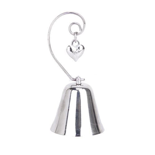 10 Pack of Silver Wedding Kissing Bell Name Card Stand Holder with Heart in Ring Bomboniere Favour Gift