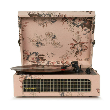 Crosley Voyager Bluetooth Portable Turntable + Entertainment Stand Bundle - Floral