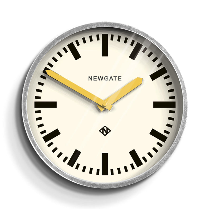 Newgate Luggage Wall Clock Galvanised Yellow Hands