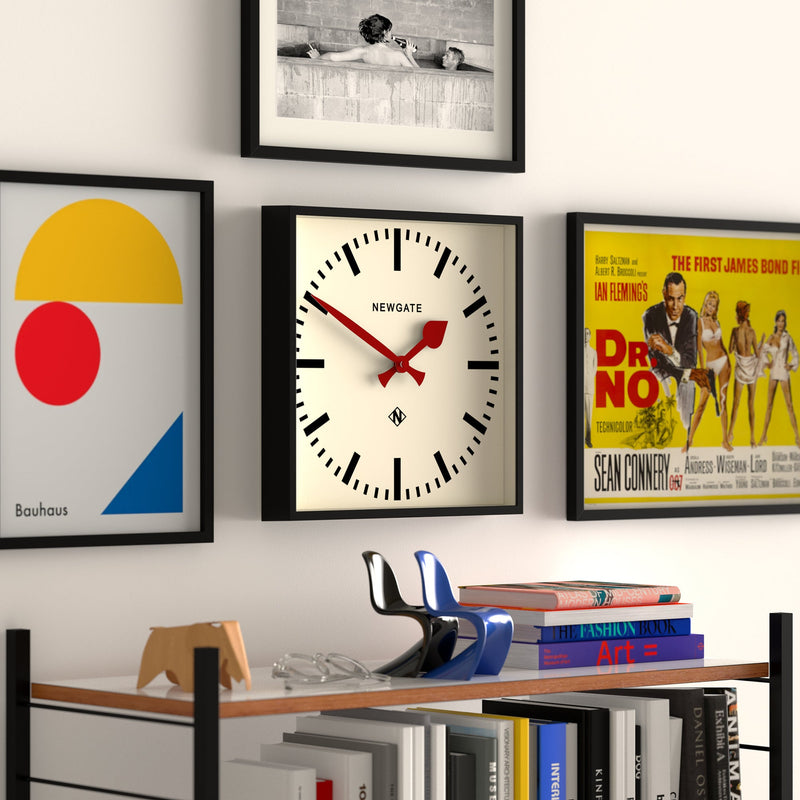 Newgate Number Five Wall Clock Black Red Hands