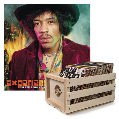 Crosley Record Storage Crate The Jimi Hendrix Experience Eperience Hendrix: The Best of Jimi Hendrix Vinyl Album Bundle