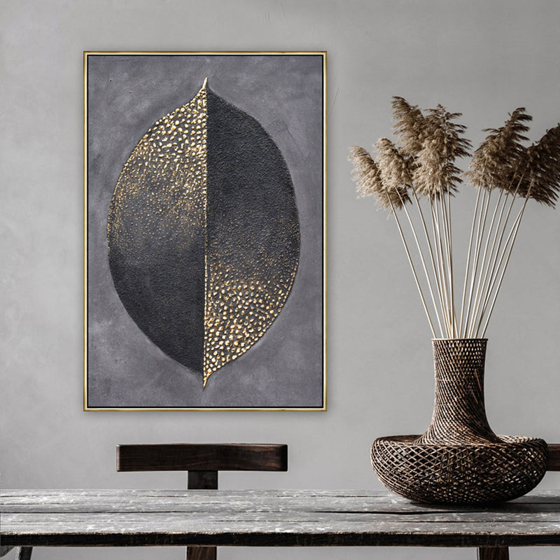 60X90cm Golden Dichotomy Gold Framed Hand Painted Canvas Wall Art