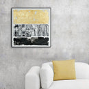 120X120cm Tonal Trilogy Black Framed Hand Painted Canvas Wall Art