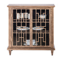 Iron Glass Buffet Sideboard Cabinet with 3 Level Storage in Brass Finish