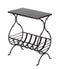 Black Iron Side Table with Magazine Storage and Silver Finish Top