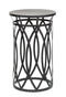 Black Round Iron Side Table with Cross Legs and Silver Finish Top