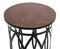 Black Round Iron Side Table with Cross Legs and Copper Finish Top