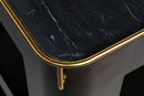 Contemporary Black Gold Drinks Trolley Bar Cart with Marble Top