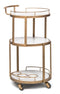 French Brass Round 3-tier White Marble Serving Drinks Trolley Bar Cart