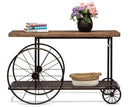 Industrial Style Hallway Console Table with Railway Sleeper Wood Top