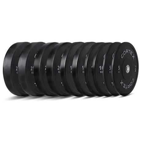 CORTEX 150kg Black Series V2 Rubber Olympic Bumper Plate Set 50mm