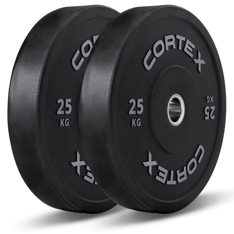 CORTEX 170kg Black Series V2 Rubber Olympic Bumper Plate Set 50mm with SPARTAN205 Barbell