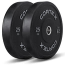 CORTEX 150kg Black Series V2 Rubber Olympic Bumper Plate Set 50mm with 16 Plate Toaster Rack