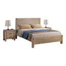 3 Pieces Bedroom Suite in Solid Wood Veneered Acacia Construction Timber Slat King Size Oak Colour Bed, Bedside Table