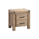 3 Pieces Bedroom Suite in Solid Wood Veneered Acacia Construction Timber Slat King Size Oak Colour Bed, Bedside Table