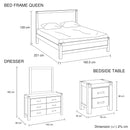 4 Pieces Bedroom Suite in Solid Wood Veneered Acacia Construction Timber Slat Queen Size Oak Colour Bed, Bedside Table & Dresser