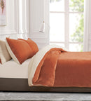 2 in 1 Teddy Sherpa  Quilt Cover Set and Blanket single size terracotta