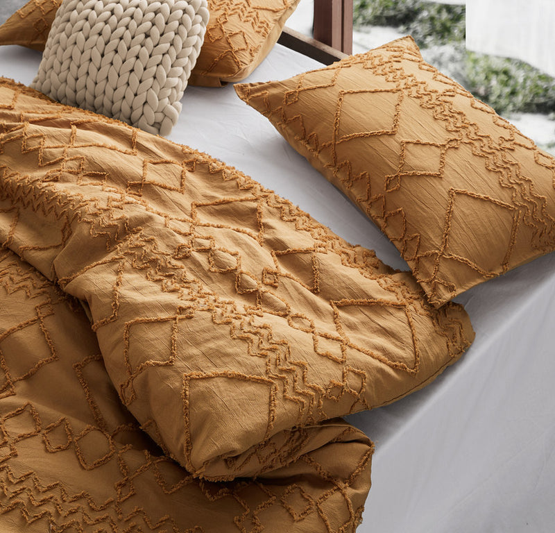 Tufted ultra soft microfiber quilt cover set-queen caramel