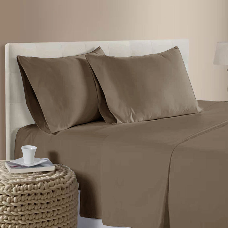 400TC Bamboo Cotton Sheet Set Brown Queen