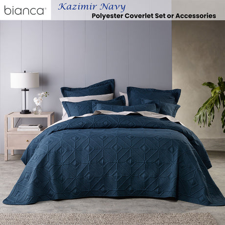 Bianca Kazimir Navy Polyester Coverlet Set Super King