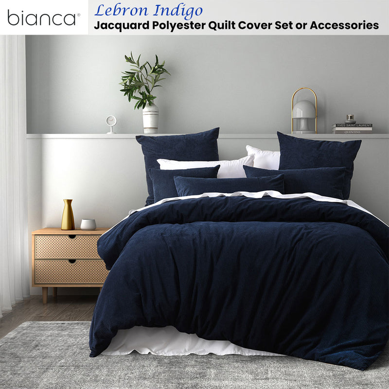 Bianca Lebron Indigo Jacquard Polyester Quilt Cover Set Double