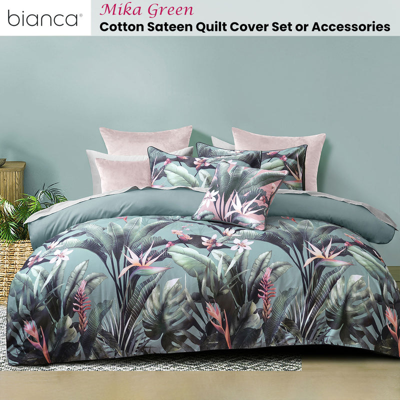 Bianca Mika Green Cotton Sateen Quilt Cover Set King