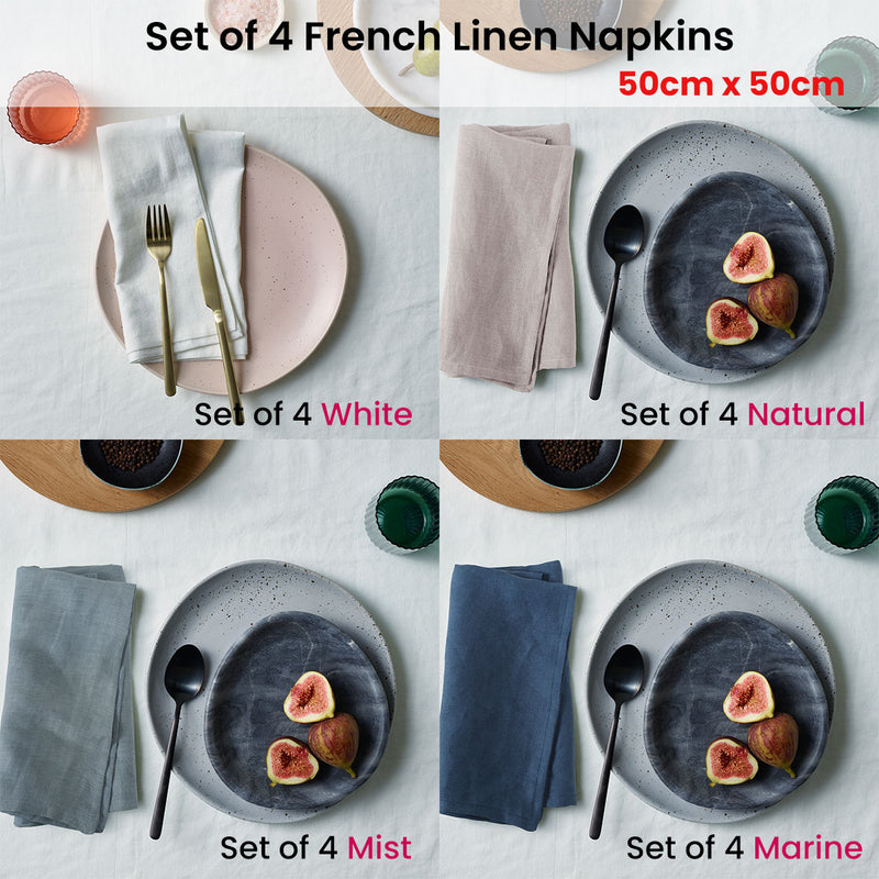 Vintage Design Homewares Set of 4 French Linen Napkins Natural