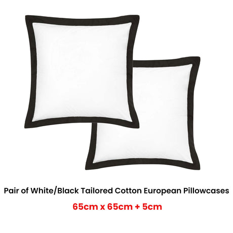 Accessorize Pair of White/Black Tailored Hotel Deluxe Cotton European Pillowcases