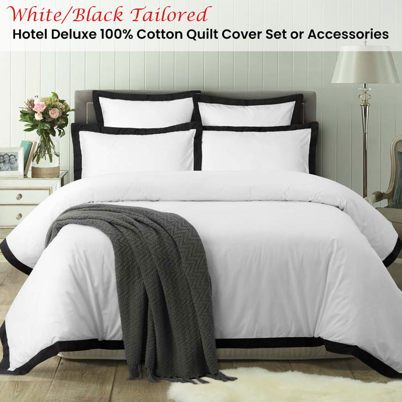 Accessorize White/Black Tailored Hotel Deluxe Cotton Quilt Cover Set King