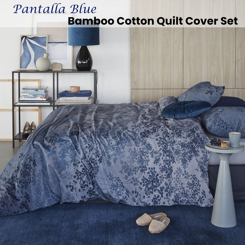 Bedding House Pantalla Blue Bamboo Cotton Quilt Cover Set King