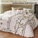 Bedding House Van Gogh Plum Blossoms Sand Cotton Sateen Quilt Cover Set King