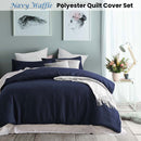 Accessorize Navy Waffle Polyester Quilt Cover Set Single