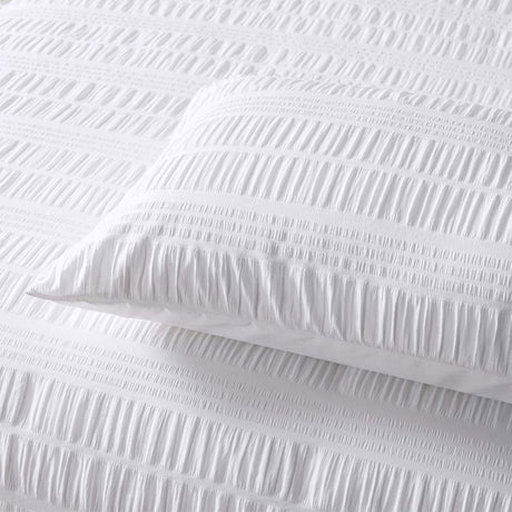 Accessorize Seersucker White Cotton Quilt Cover Set Queen