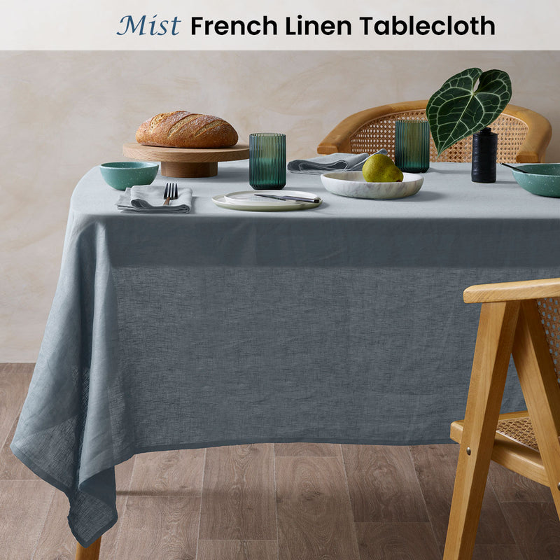 Vintage Design Homewares Mist French Linen Tablecloth 130cm x 180cm