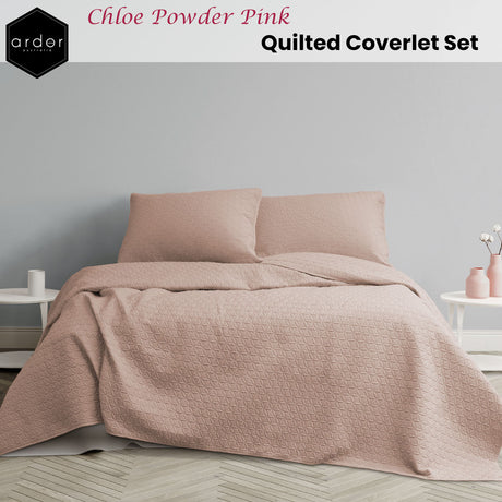 Ardor Chloe Powder Pink 3 Pcs Quilted Coverlet Set Queen/King