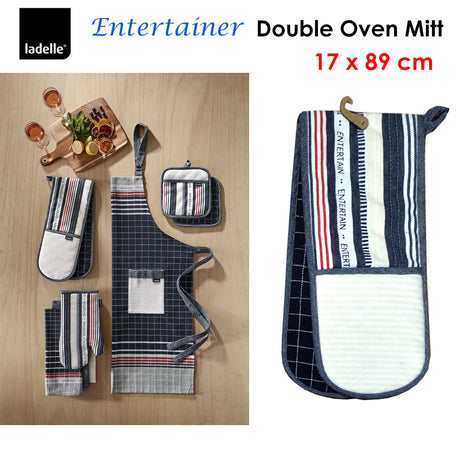 Ladelle Entertainer Charcoal Double Oven Mitt 17 x 89 cm