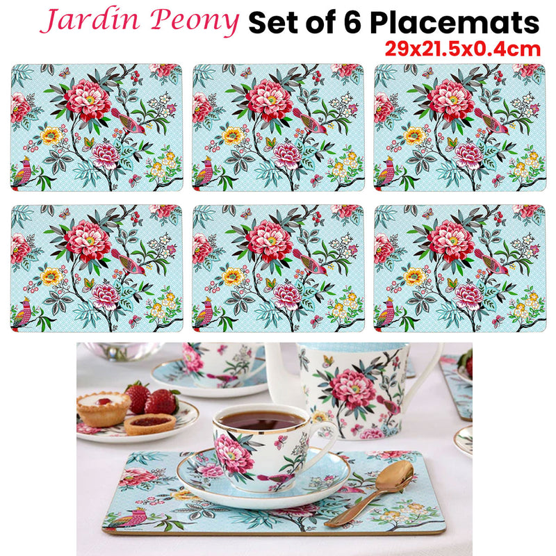 Set of 6 Jardin Peony Table Placemats 29x21x0.4 cm