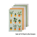 Ladelle Set of 5 Plant Life Cotton Kitchen Tea Towels 50 x 70 cm Green