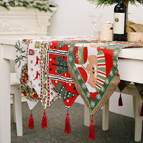 Christmas Table Runner thickened knitted Dining Tablecloth Xmas Party Decor(Tree)