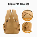 Unisex Leisure Canvas Backpack Durable Waterproof Outdoor Travel Rucksack(Khaki)