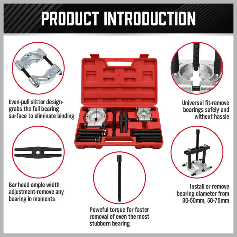 12 Piece Bearing Splitter Gear Puller Fly Wheel Separator Tool Kit Set With Box