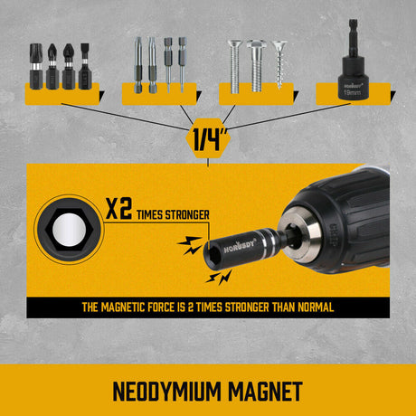 10Pc Magnetic Extension Socket Drill Bit Holder 1/4