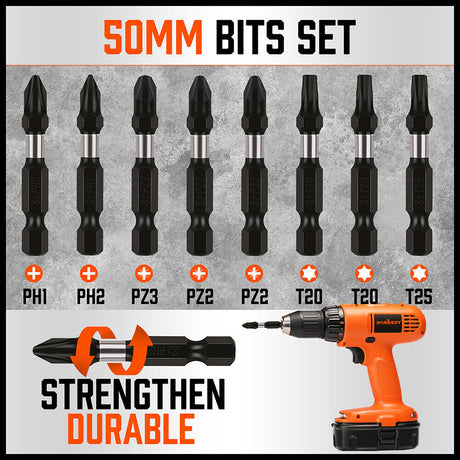 42Pc Impact Screwdriver Bit Set Magnetic Drill Holder Socket Drilling Adapter