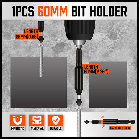 42Pc Impact Screwdriver Bit Set Magnetic Drill Holder Socket Drilling Adapter