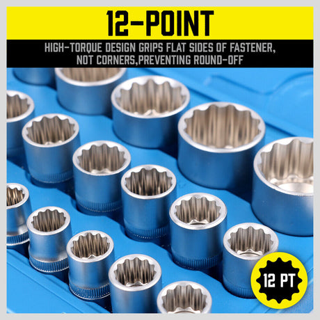 21Pc 12-Point Socket Set 1/2-inch Drive Grip Sleeve Storage Case Metric 8mm-36mm