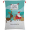 50x70cm Canvas Hessian Christmas Santa Sack Xmas Stocking Reindeer Kids Gift Bag, Cartoon Santa w Reindeer (B)