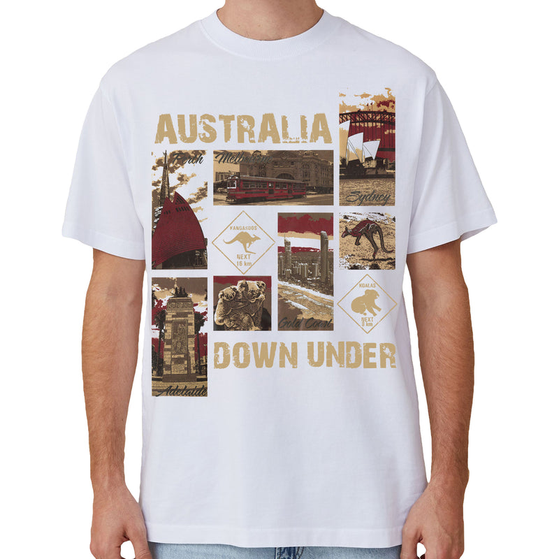 100% Cotton Australia Down Under Souvenir T-Shirt Unisex Adult Iconic Tee Top, Black, M