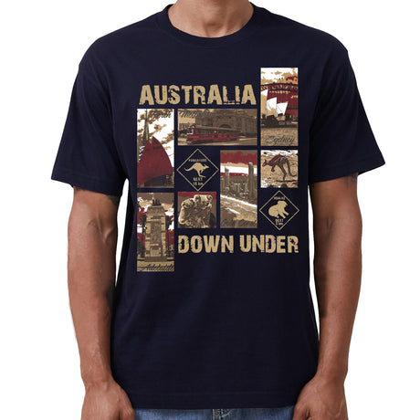 100% Cotton Australia Down Under Souvenir T-Shirt Unisex Adult Iconic Tee Top, Black, M